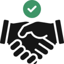 Handshake with checkmark icon